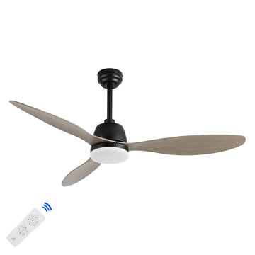 Audie 52" Classic Industrial Iron/Plastic Mobile-App/Remote-Controlled 6-Speed Propeller Integrated LED Ceiling Fan - JONATHAN Y